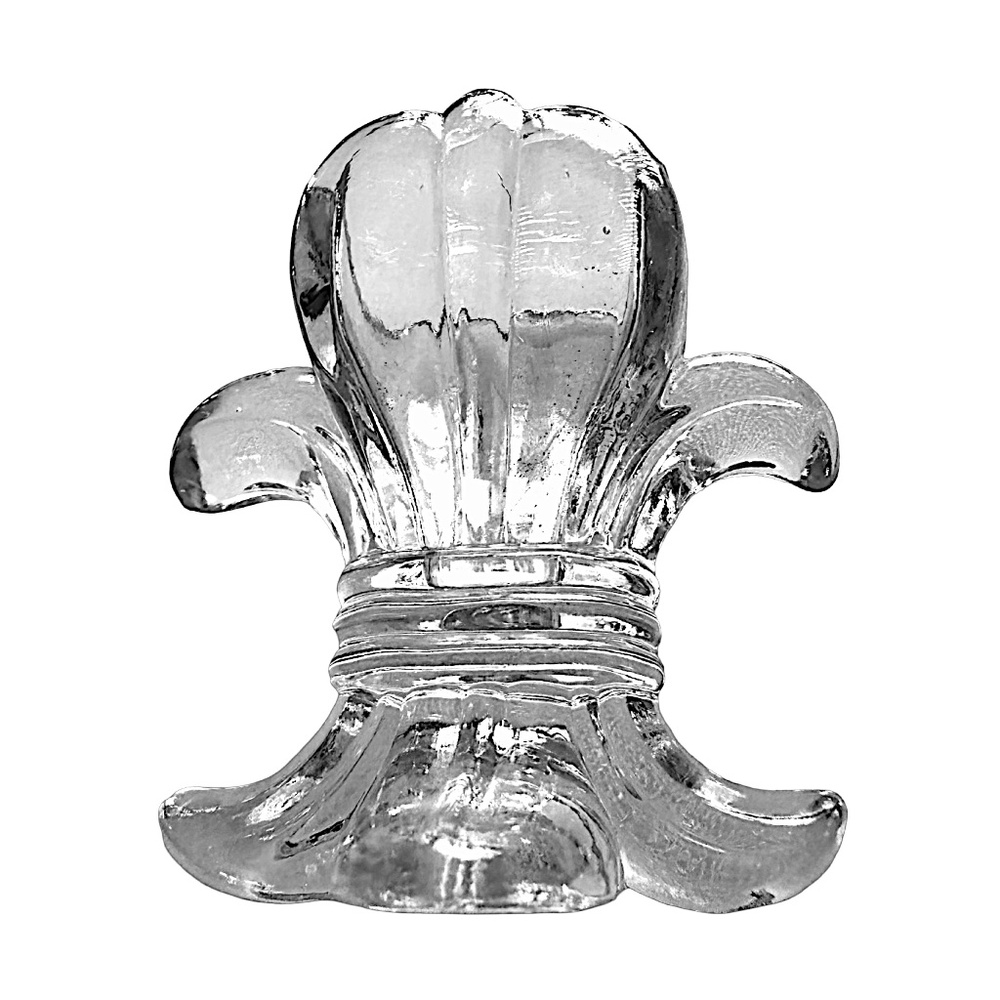 EAPG Antique Clear Glass Fleur De Lis Pattern Toothpick Holder
